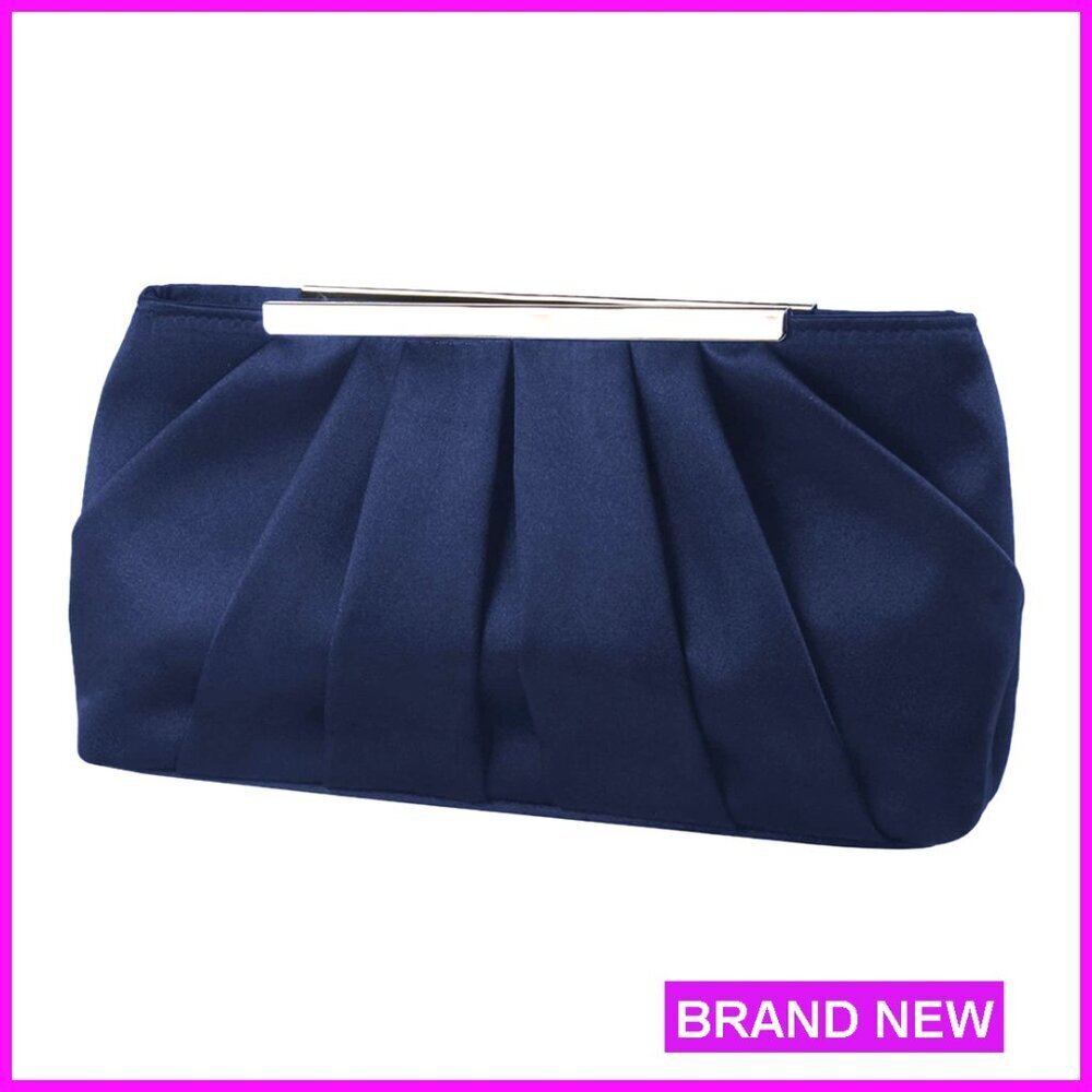 Satin Evening Clutch Bag Elegant Pleated Formal Handbag Classic Purse